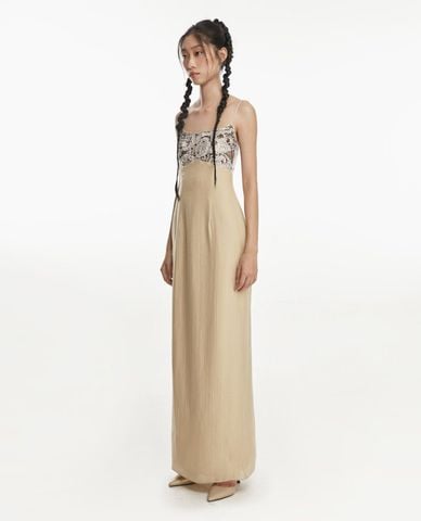  THOME - Đầm hai dây maxi cổ vuông Mai 