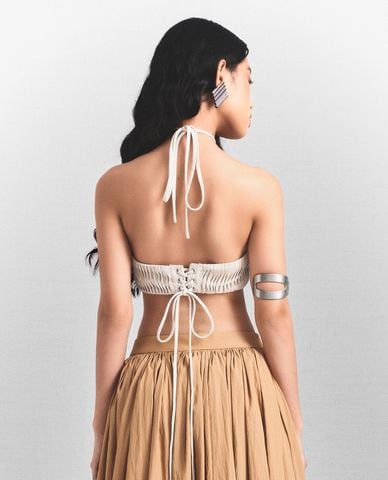  THOME - Áo kiểu nữ cổ yếm phom croptop Bậc Thang 