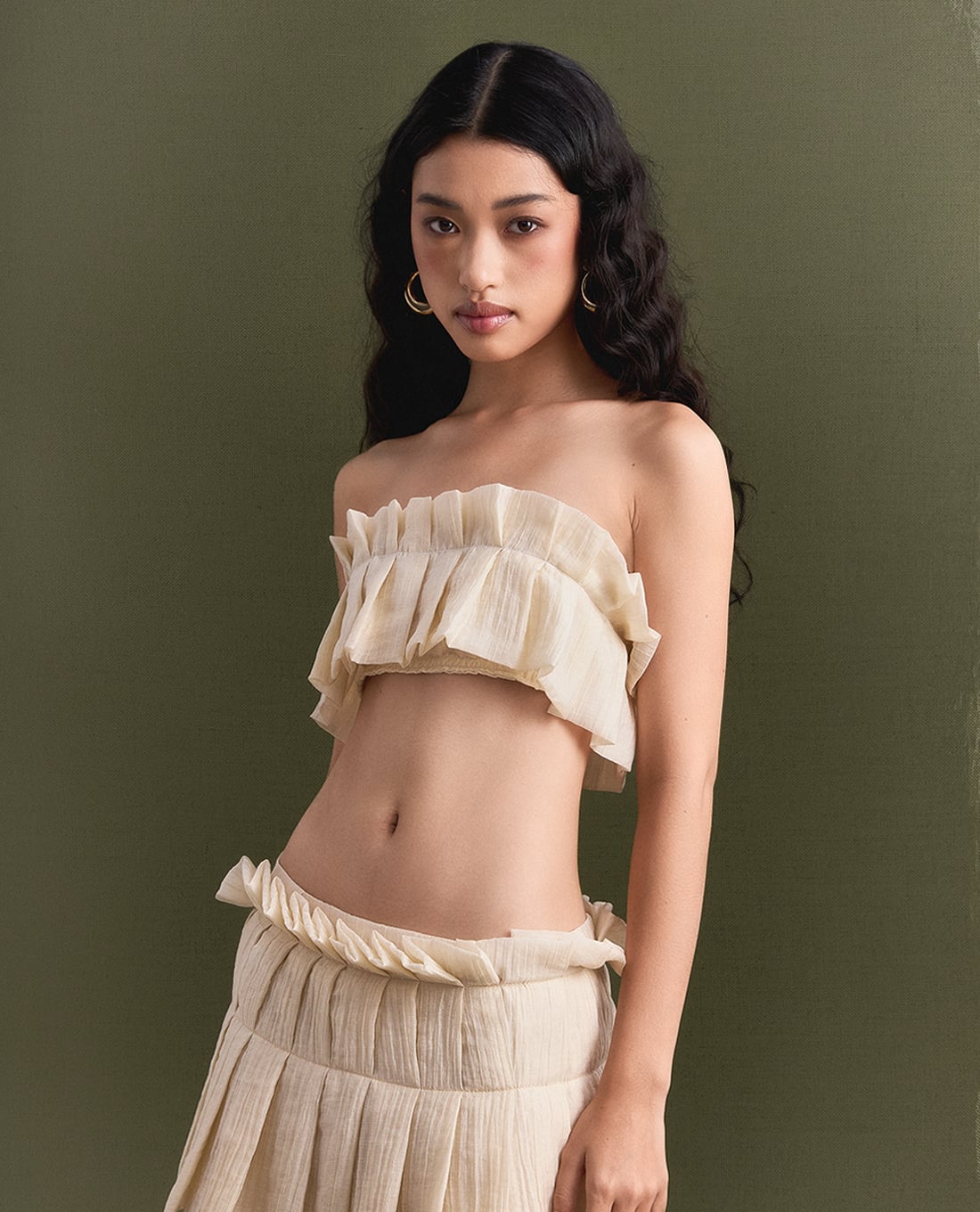 THOME - Áo croptop nữ cúp ngực xếp li Tằm