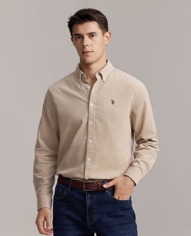  USPA - Áo sơ mi nam cổ bẻ tay dài thêu logo 