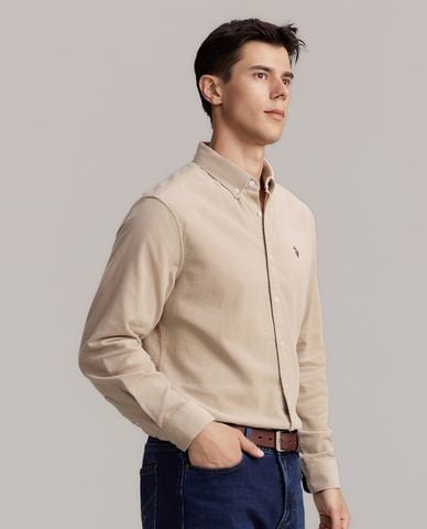  USPA - Áo sơ mi nam cổ bẻ tay dài thêu logo 
