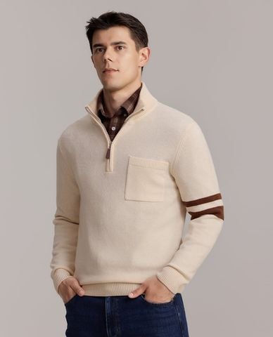  USPA - Áo dệt kim nam cổ trụ tay dài khóa kéo 