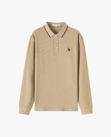  USPA - Áo polo nam tay dài thêu logo phối viền 