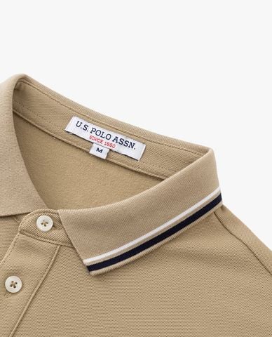  USPA - Áo polo nam tay dài thêu logo phối viền 