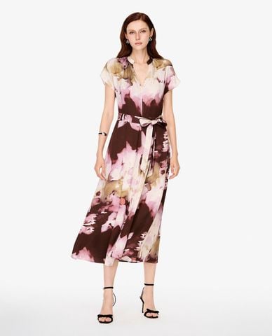  GIGI - Đầm sơ mi midi cổ V tay ngắn in hoa 