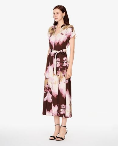  GIGI - Đầm sơ mi midi cổ V tay ngắn in hoa 