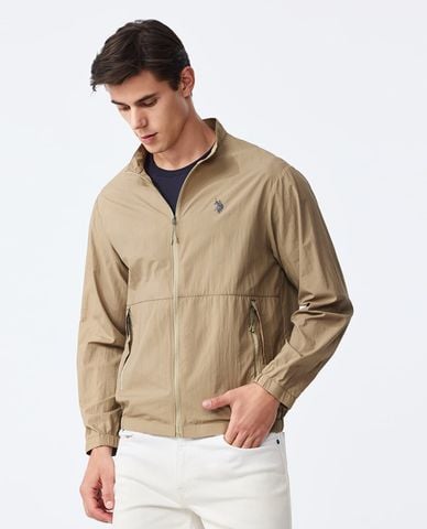  USPA - Áo khoác gió nam cổ đứng tay dài thêu logo 