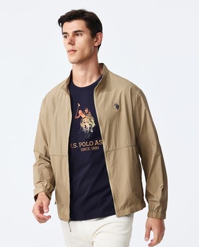  USPA - Áo khoác gió nam cổ đứng tay dài phối logo 