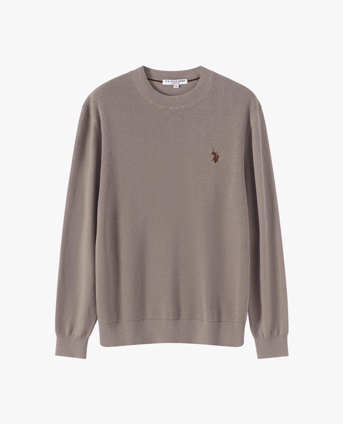 USPA - Áo dệt kim nam cổ tròn tay dài thêu logo