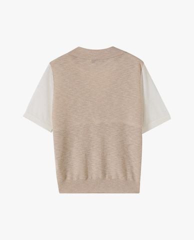  USPA - Áo dệt kim nữ cổ bẻ tay ngắn thanh lịch 