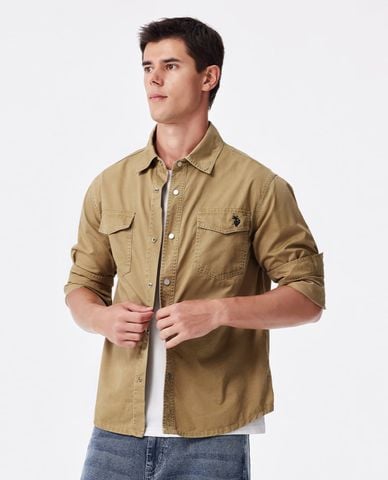  USPA - Áo sơ mi nam cổ bẻ tay dài phối túi 