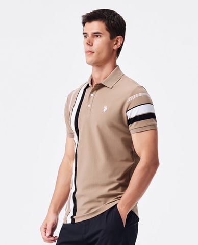  USPA - Áo polo nam cổ bẻ tay ngắn kẻ sọc 