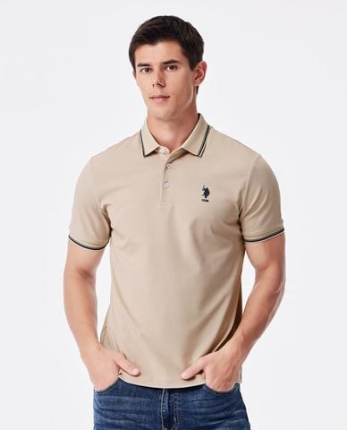  USPA - Áo polo nam cổ bẻ tay ngắn phối viền 