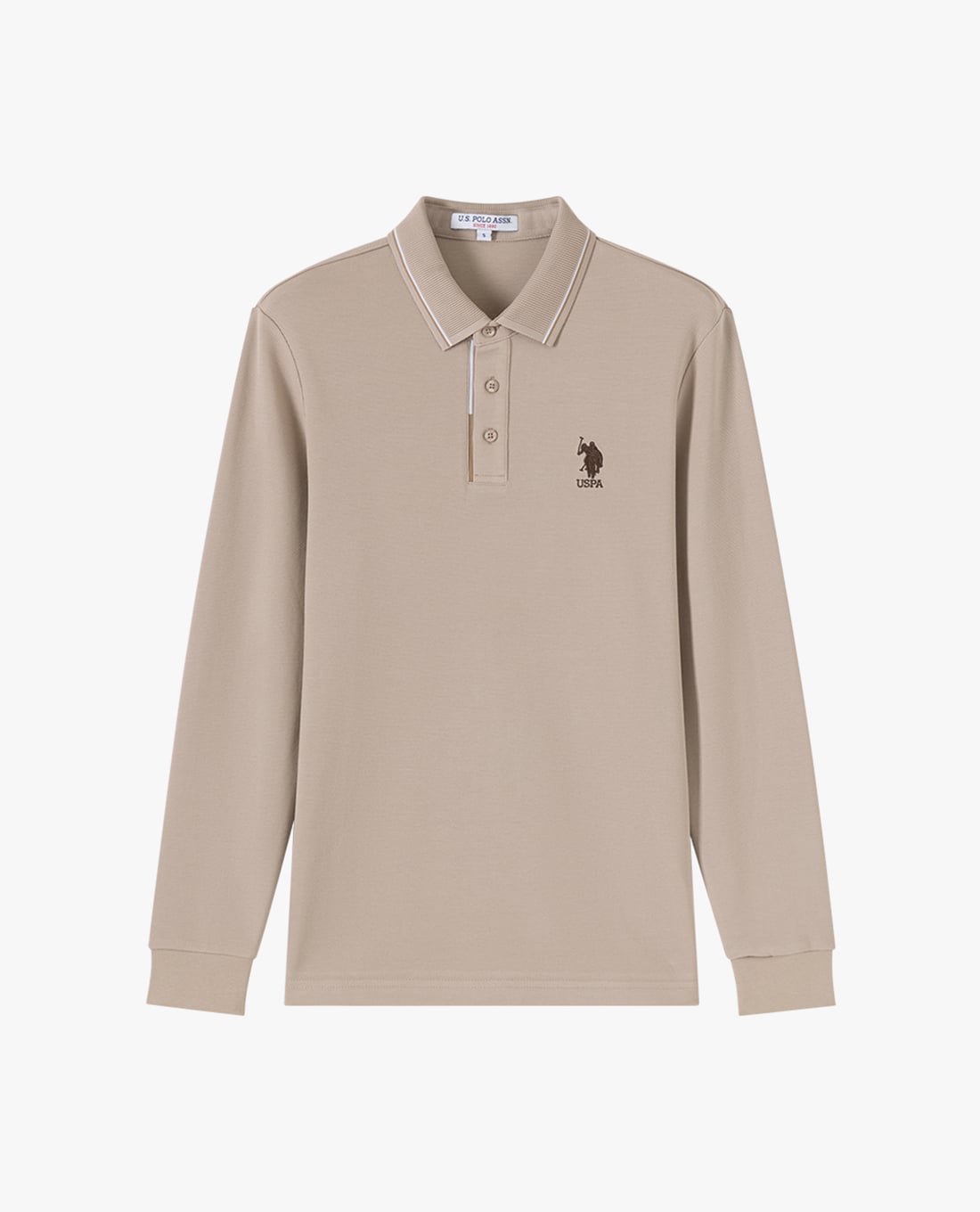 USPA - Áo polo nam tay dài phối viền thêu logo