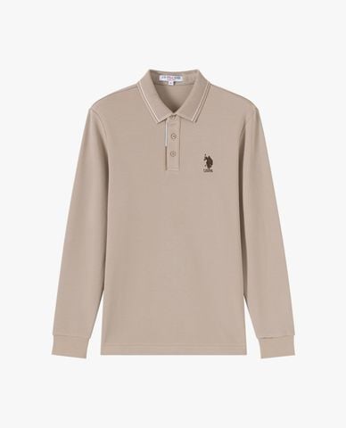  USPA - Áo polo nam tay dài phối viền thêu logo 