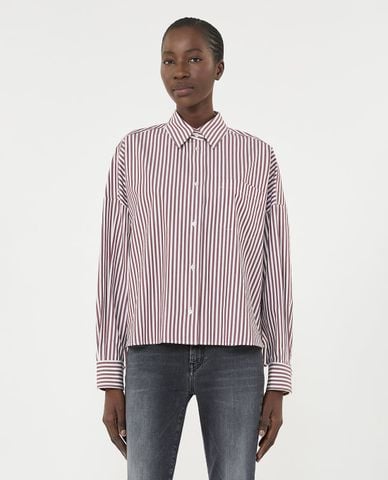  WEEKEND MAX MARA - Áo sơ mi nữ cổ bẻ tay dài kẻ sọc Wkdaureo 