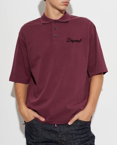  DSQUARED2 - Áo polo nam cổ bẻ tay ngắn thêu logo 