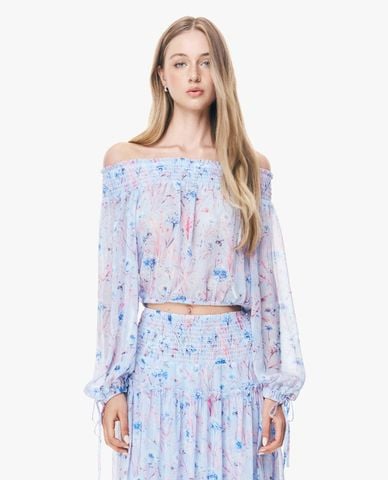  GIGI - Áo trễ vai nữ tay dài họa tiết hoa nhí 