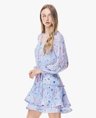  GIGI - Đầm xếp tầng mini cổ V họa tiết hoa nhí 