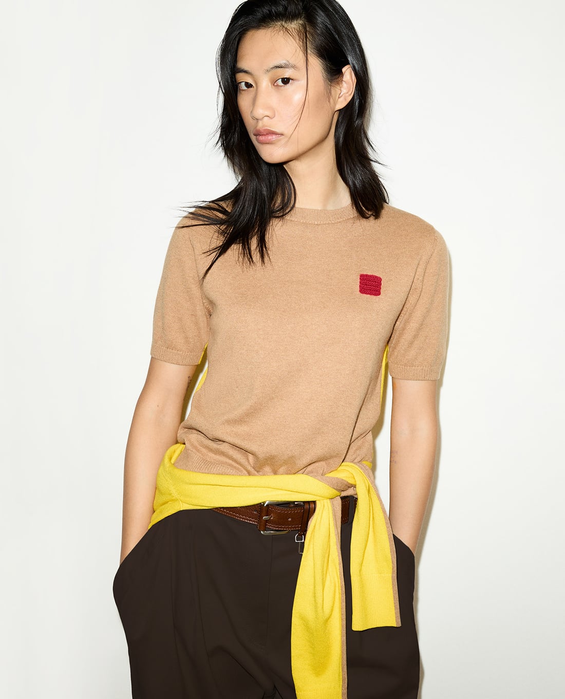 MAX&Co. - Áo dệt kim nữ tay ngắn phối màu Mcochenzia