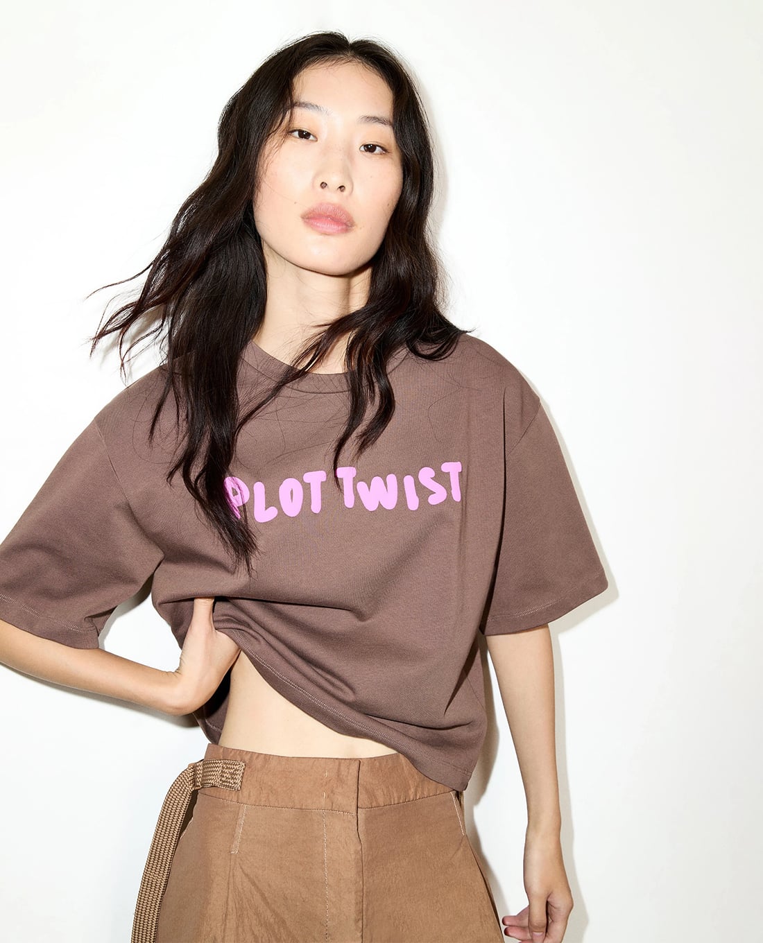 MAX&Co. - Áo croptop nữ cổ tròn tay ngắn in chữ Mcoparaggi