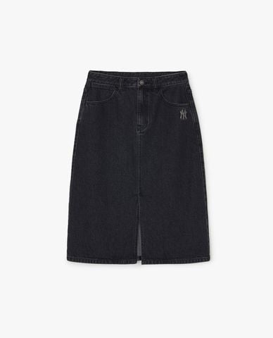  MLB - Chân váy denim midi xẻ tà hiện đại 