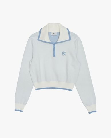  MLB - Áo polo nữ cổ bẻ tay dài phối logo Varsity 