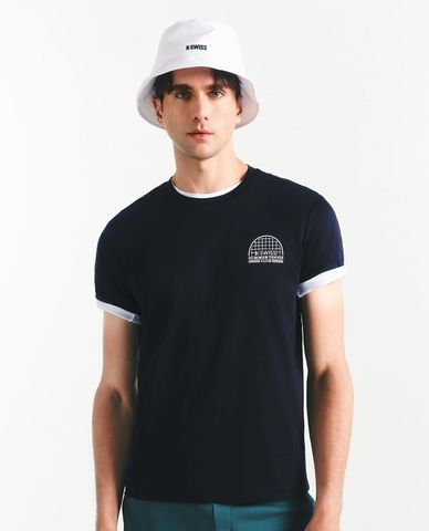  K-SWISS - Áo thun nam cổ tròn tay ngắn phối logo 