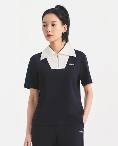 K-SWISS - Áo polo nữ tay ngắn phối zip 