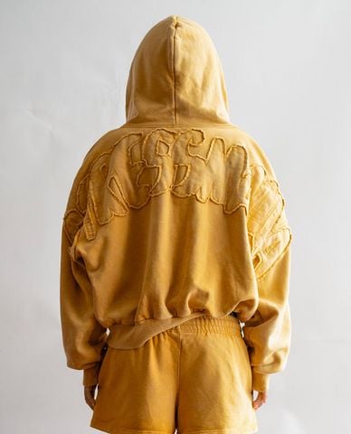  STRESSMAMA - Áo khoác phối mũ unisex khóa zip SSMA Logo 