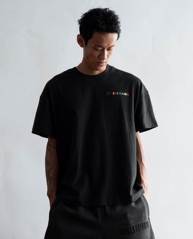 STRESSMAMA - Áo thun unisex cổ tròn tay ngắn Rainbow 