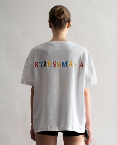  STRESSMAMA - Áo thun unisex cổ tròn tay ngắn Rainbow 
