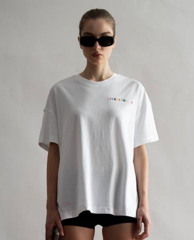  STRESSMAMA - Áo thun unisex cổ tròn tay ngắn Rainbow 