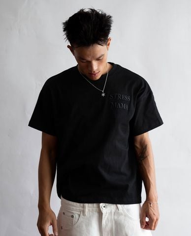  STRESSMAMA - Áo thun unisex tay ngắn thêu logo 