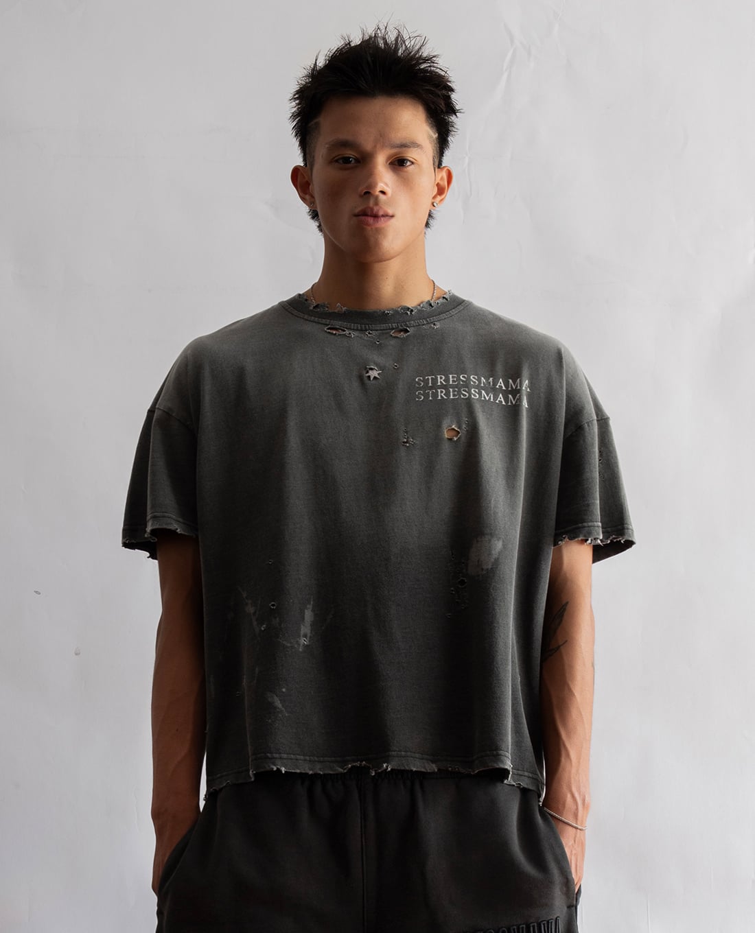 STRESSMAMA - Áo thun unisex tay ngắn Rust Distress