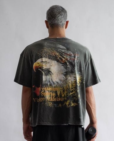  STRESSMAMA - Áo thun unisex cổ tròn tay ngắn Eagle Fight 