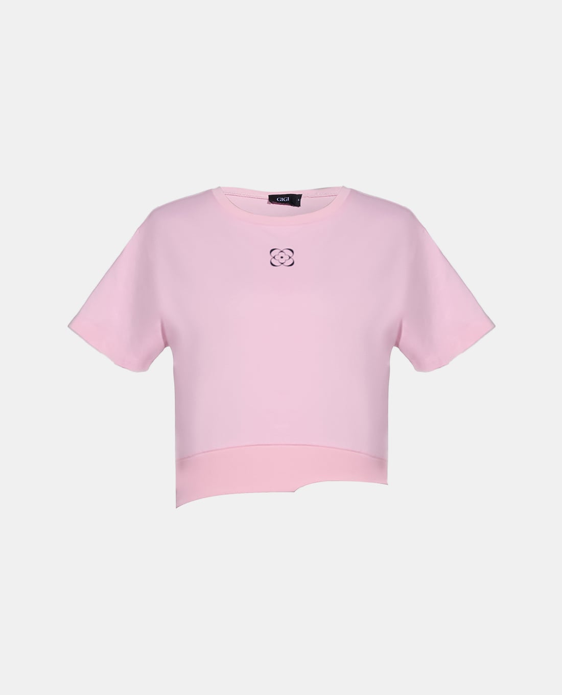 GIGI - Áo croptop nữ cổ tròn tay ngắn phối logo