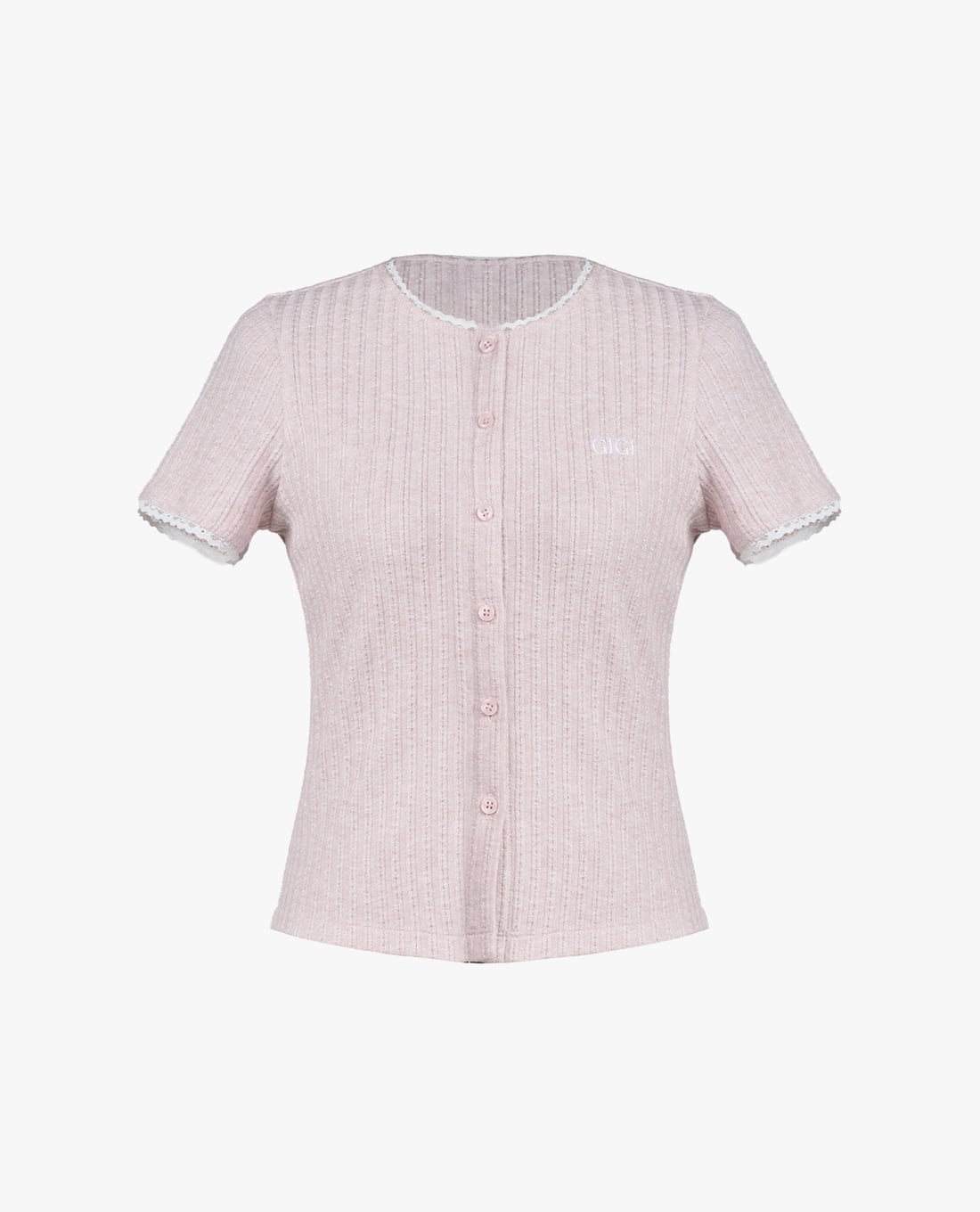 GIGI - Áo dệt kim nữ cổ tròn tay ngắn phom ôm