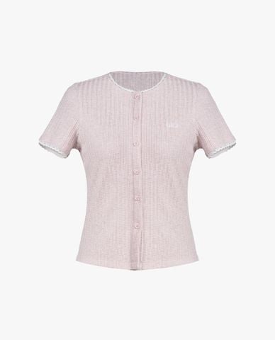  GIGI - Áo dệt kim nữ cổ tròn tay ngắn phom ôm 