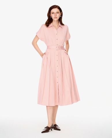  GIGI - Đầm sơ mi midi tay ngắn phối thắt lưng 