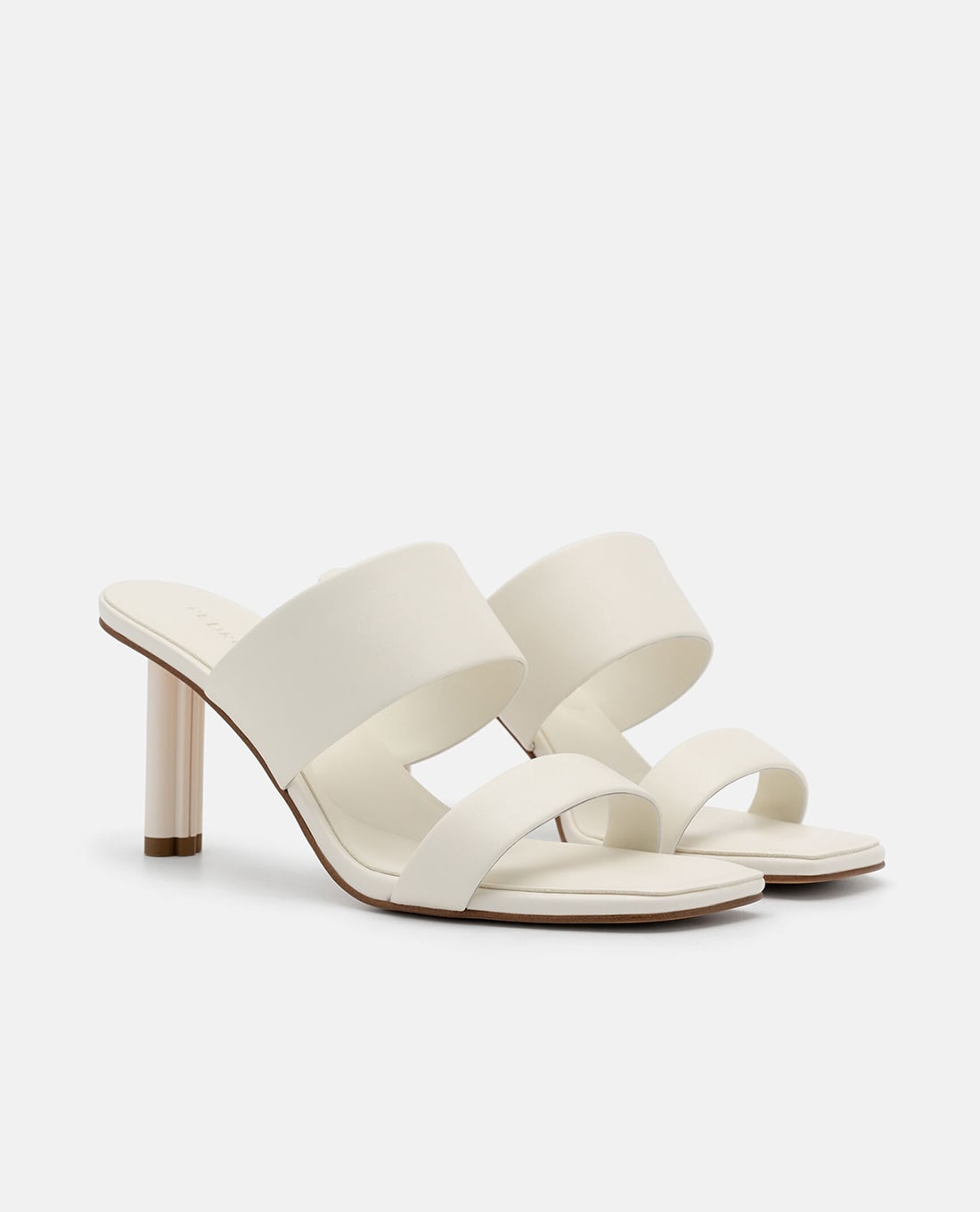 PEDRO giày mules cao gót nữ Icon Leather màu chalk