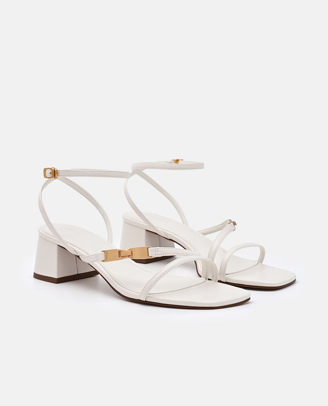 PEDRO giày sandals cao gót nữ Hitch màu trắng chalk