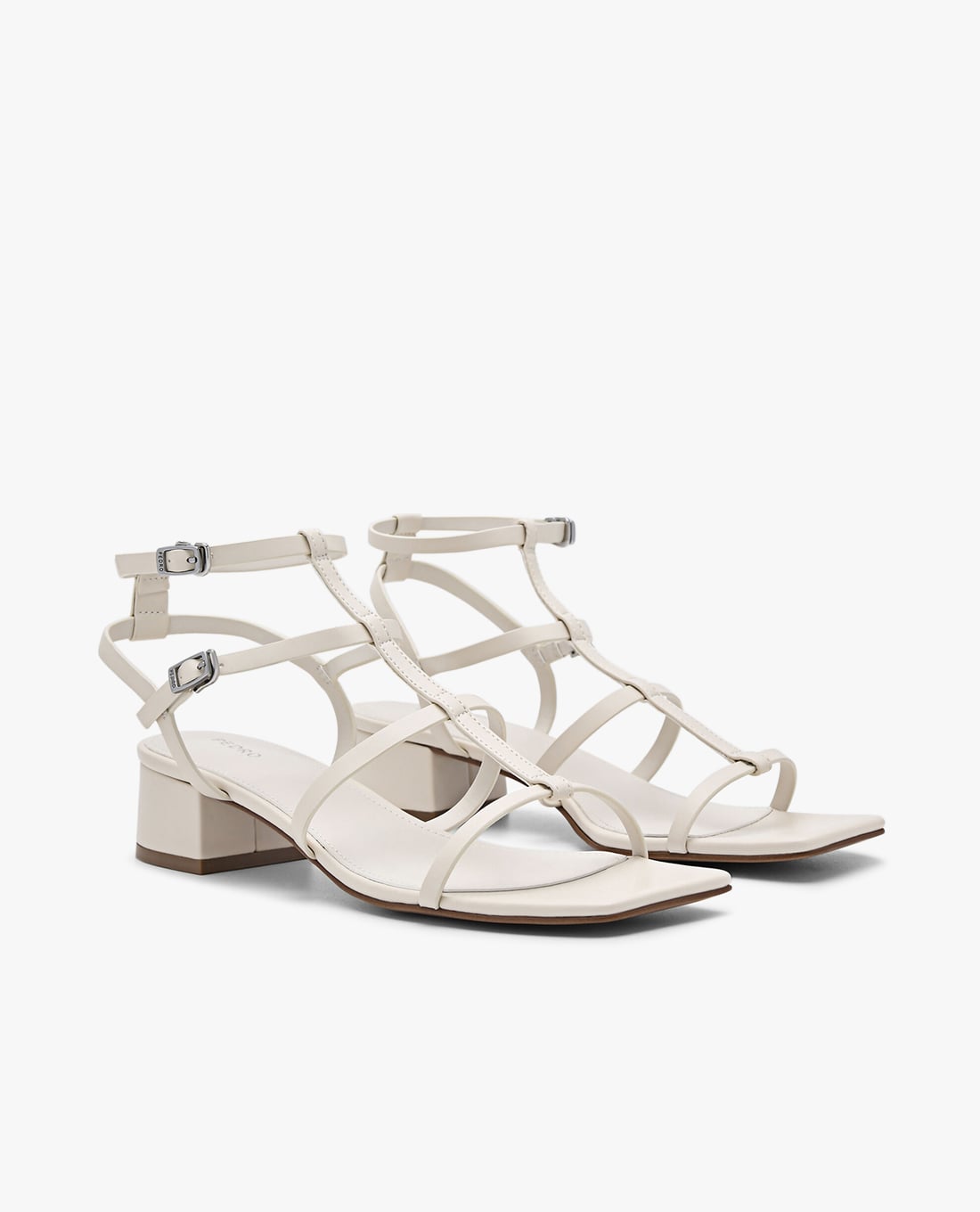 PEDRO giày sandals cao gót nữ Gladiator màu trắng chalk