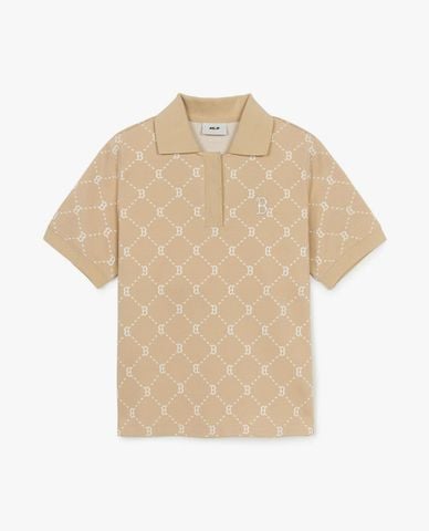  MLB - Áo polo nữ Dia Monogram Jacquard 