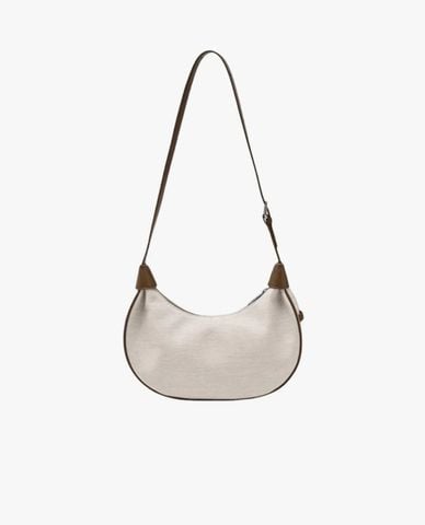  MLB - Túi đeo vai nữ hình bán nguyệt Basic Canvas 