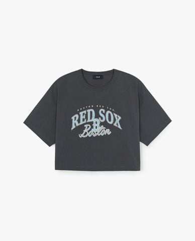  MLB - Áo croptop nữ cổ tròn tay ngắn Varsity 