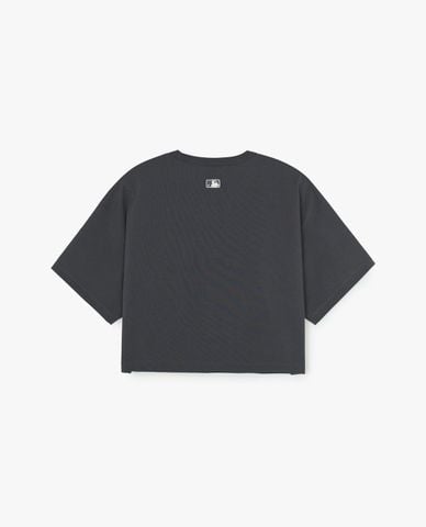  MLB - Áo croptop nữ cổ tròn tay ngắn Varsity 