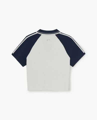  MLB - Áo croptop nữ cổ bẻ tay ngắn Varsity 