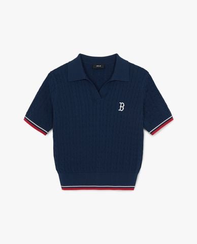  MLB - Áo polo nữ dệt kim tay ngắn Varsity 