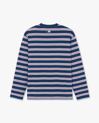  MLB - Áo thun unisex cổ tròn tay dài Stripe 